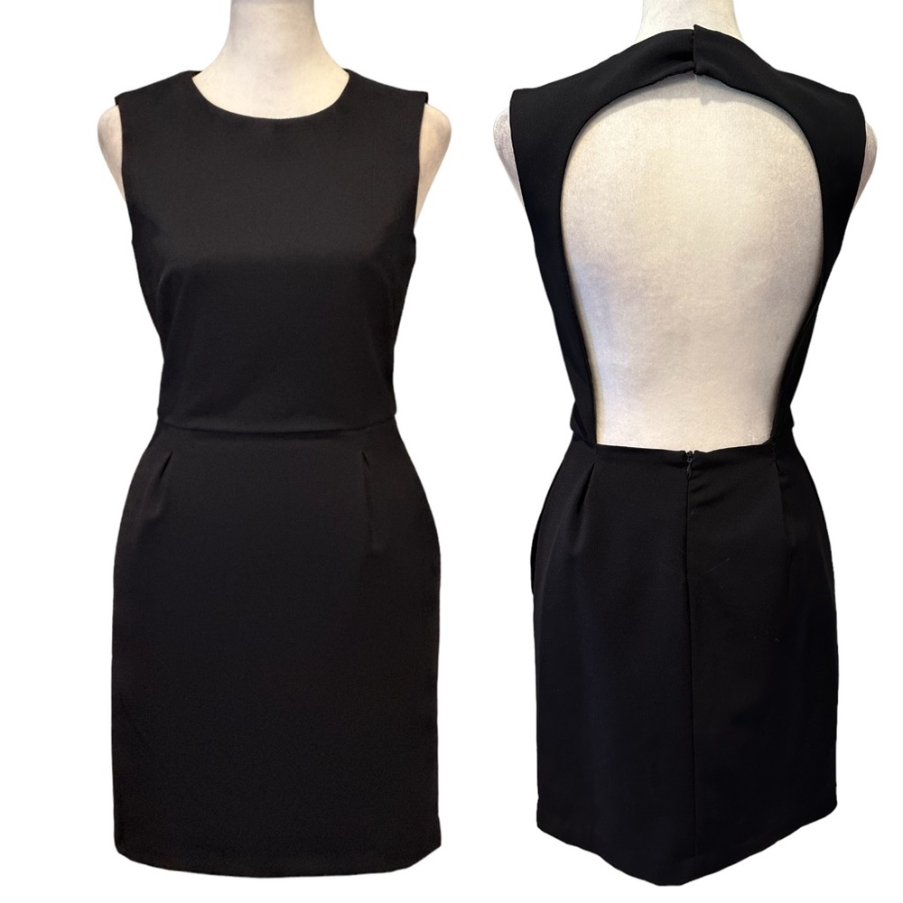 Zara Basic Navy Blue Large Keyhole cocktail dress with pockets - size XS - Picture 1 of 16